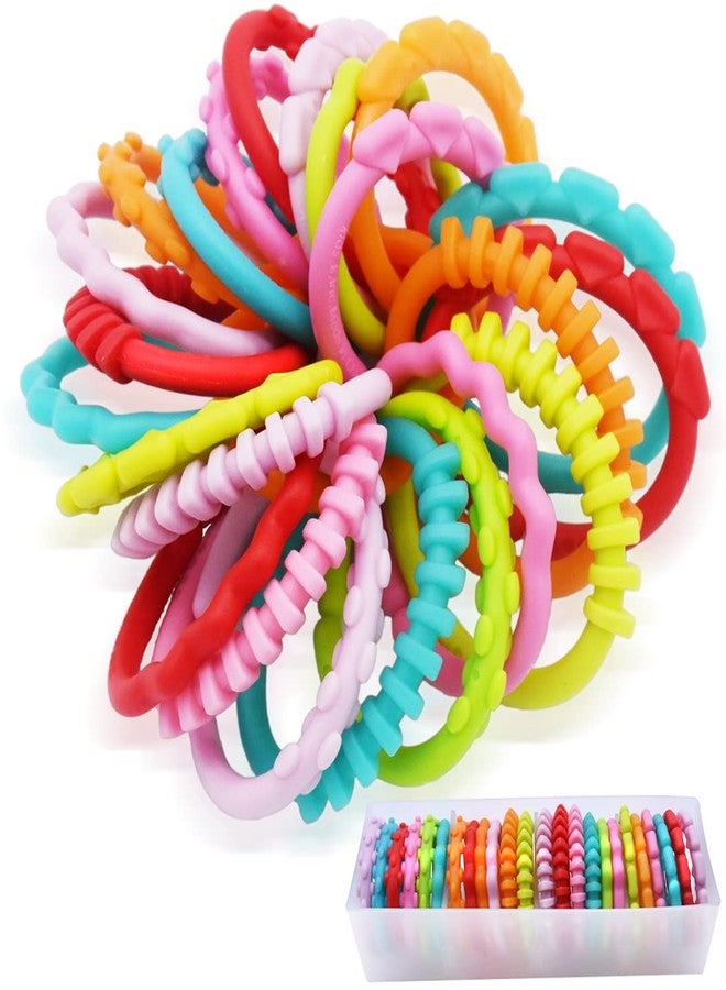 COLVWOFA 24 Pack Baby Rings Link Toys for Hanging Toy, Connecting Rings Toys for Infant Boy Girl, Early Learning Toys Car Seat and Stroller Travel Accessory Set with Storage Box - Image 1